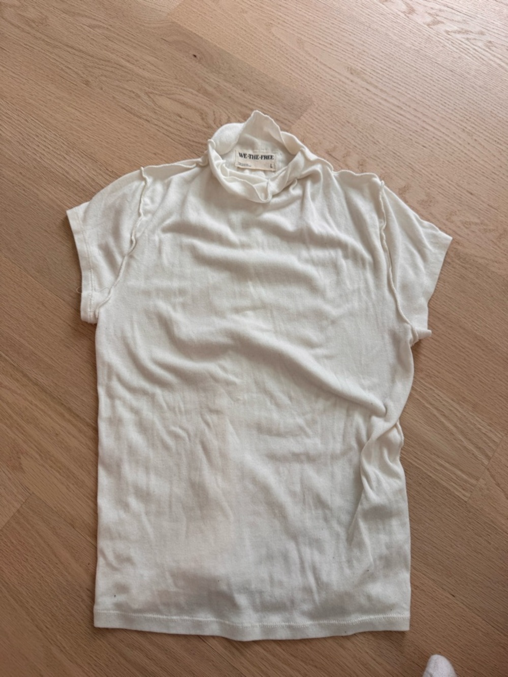 We The Free Cream Short Sleeve Mock Neck Top